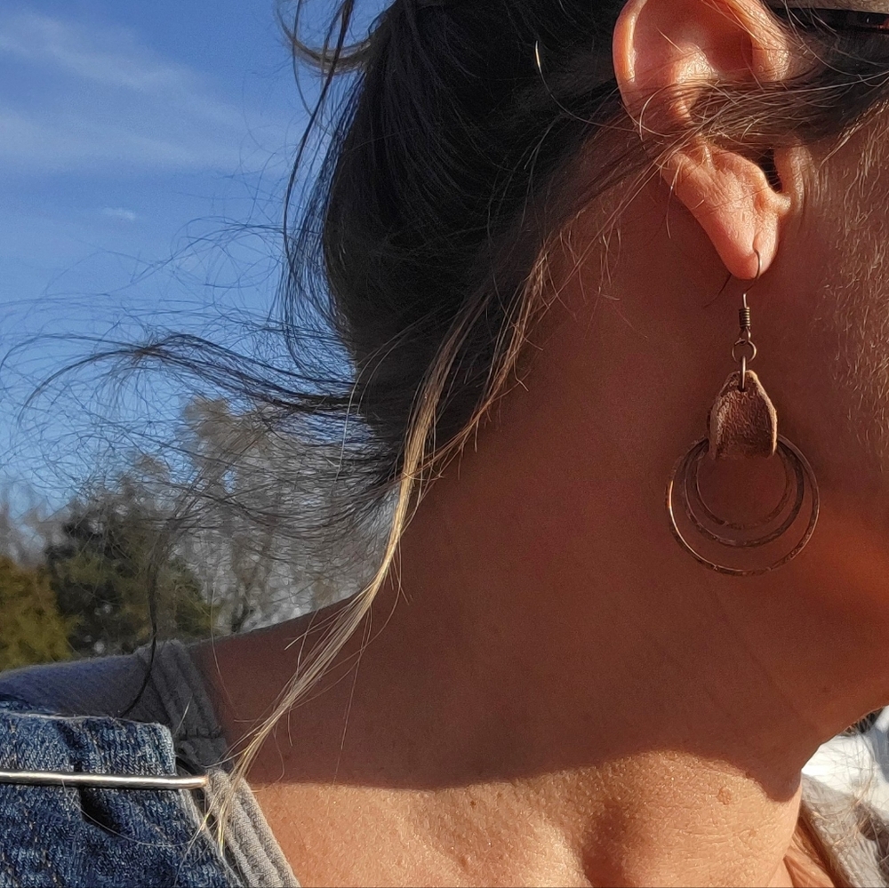 Handcrafted leather earrings